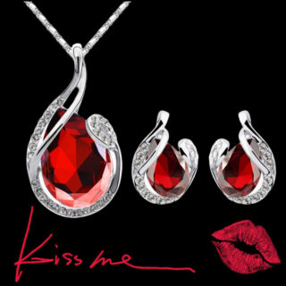Rhinestone Necklace Set With Earrings